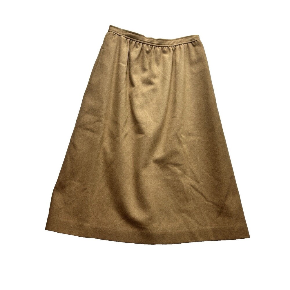 VTG Evan Picone Brown ILGWU Wool Blend Pockets Lined Skirt Career Women's 12